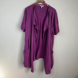 Isaac Mizrahi live purple waterfall cardigan size 2X